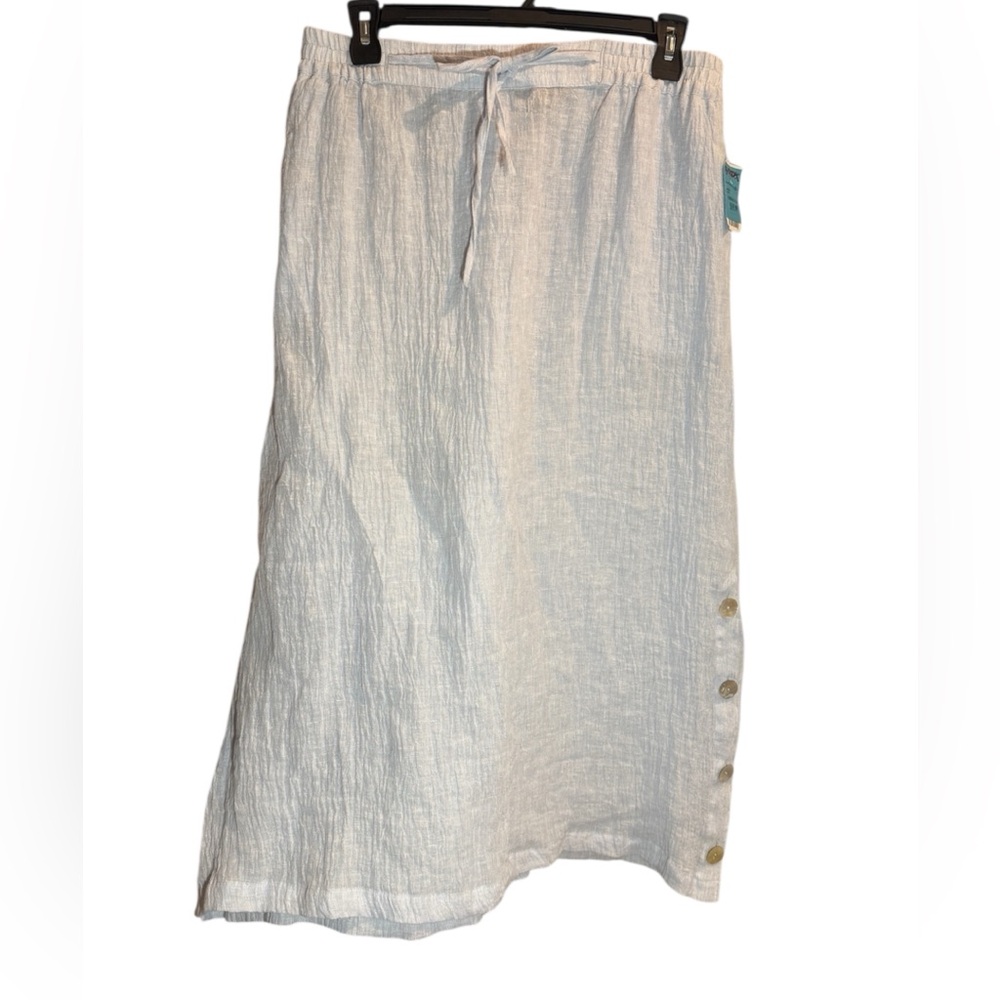 Tahari Light Blue Linen Midi Skirt, Sz. XL NWT